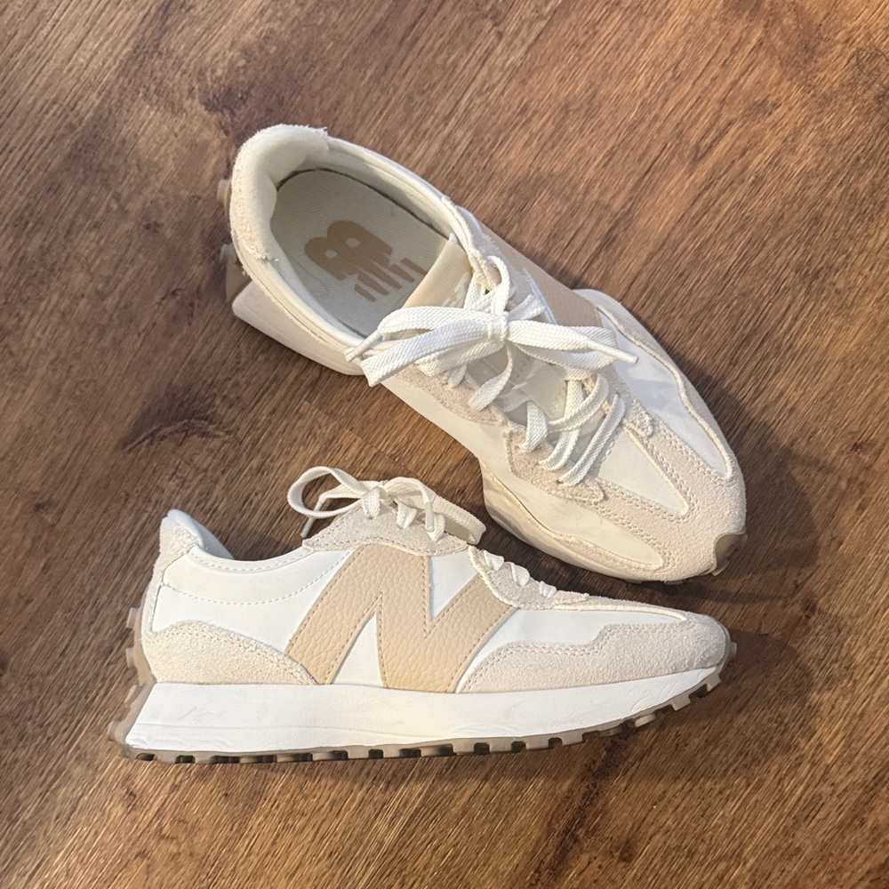 New Balance Women's Beige and White Sneakers